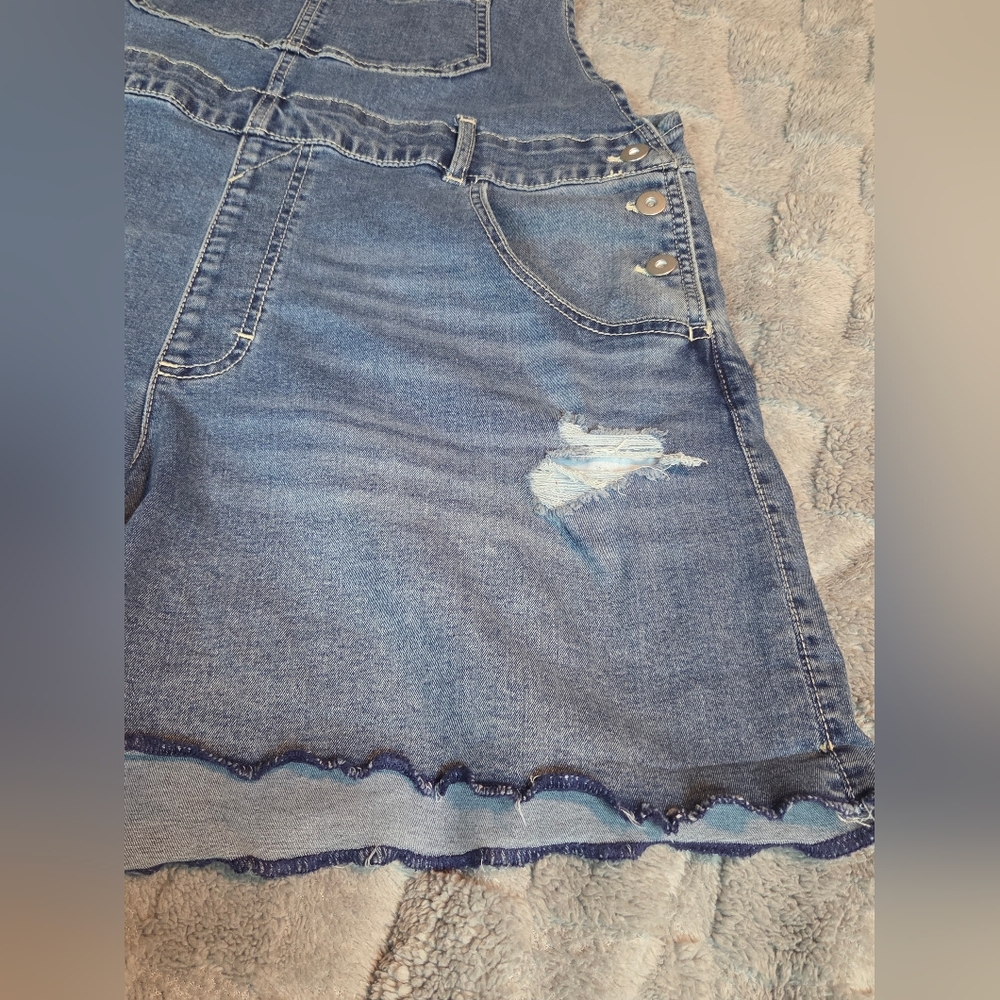 No Boundaries Shortalls Overalls Womens Juniors XXL (19) Distressed - Picture 7 of 14